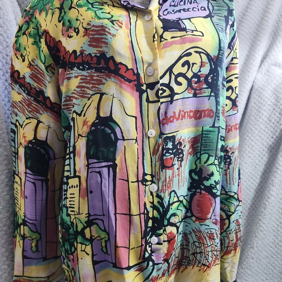 Michael Leu Vibrant Graphic Button Down Shirt - Picture 1 of 4